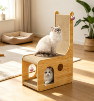 PetLead Vente en gros Grande Maison à gratter pour chat multifonctionnelle en carton ondulé et MDF, design géométrique simple, pour usage professionnel et domestique