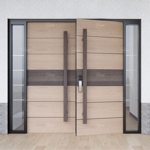 UK High Standard Solid Wood Main Entrance Double <strong>Door</strong> Latest Design Main Double <strong>Door</strong> Double <strong>Leaf</strong> Walnut <strong>Timber</strong> <strong>Door</strong> - Product Image 2