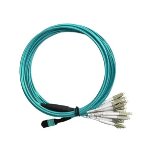 最优惠的价格MTP/MPO to LC Fanout光纤电缆8/12/24芯OM3 OM4分路电缆MPO to LC光纤跳线