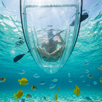 Kayak Transparente para 2 Personas, 3.36m, Policarbonato Cristalino, Luz LED, Fondo de Cristal Transparente, Canoa para Paseos Nocturnos en Resorts