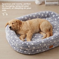 Coussin pour chien respirant à motif osseux, toutes saisons, amovible et lavable, pour chiens de taille moyenne et petite, tapis de couchage d'été, forme ovale