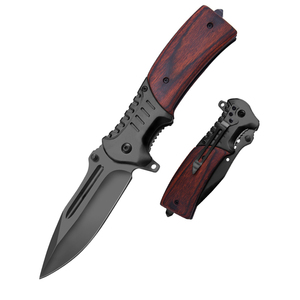 <span class=keywords><strong>Couteau</strong></span> de poche pliant en acier noir avec manche en bois, design tactique de chasse pour la survie et le camping, avec clip <span class=keywords><strong>ceinture</strong></span> - Vente chaude - Product Image 1