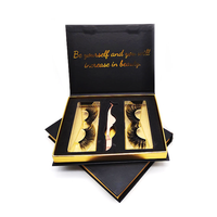 Boîtes d'emballage cosmétique de fermeture d'aimant de papier de feuille d'or de faux cils magnétiques noirs de luxe