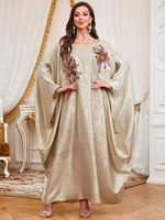 Robe élégante et tendance avec col rond, manches chauve-souris, jupe évasée ample - Robe musulmane pour femmes, robe de Dubaï