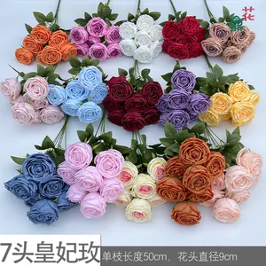 7 मुख्य शाही शंकुबाई गुलाब घर की सजावट के टुकड़े झूठे फूल वाणिज्यिक सौंदर्य चेन लेआउट रेशम के फूल