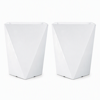 Pot de fleurs irrégulier en plastique, pots de fleurs blancs en forme de diamant, extra grand, léger, contemporain, mignon, pour l'intérieur/l'extérieur, jardin