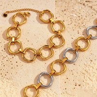 Bracelet en acier inoxydable, bijoux fantaisie, plaqué or 18 carats, accessoires pour femmes, résistant à l'eau