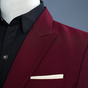 Esmoquin de novio <span class=keywords><strong>rojo</strong></span> <span class=keywords><strong>vino</strong></span> <span class=keywords><strong>para</strong></span> boda, <span class=keywords><strong>trajes</strong></span> de cantante de doble botonadura, traje ajustado <span class=keywords><strong>para</strong></span> baile de graduación, traje informal de moda <span class=keywords><strong>para</strong></span> <span class=keywords><strong>hombre</strong></span> - Product Image 4