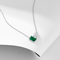 14k Or Femmes Cadeau Fine Jewelry 925 Sterling Silver Emerald Cut Géométrique Diamant Charme Collier