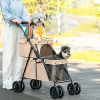 Poussette double pour animaux de compagnie, 4 roues universelles, tissu Oxford, voyage en plein air, compartiment bébé et animal, poussette pour chien
