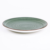 Vente en gros d'assiettes en céramique bleues écologiques, service de vaisselle, vaisselle en porcelaine, assiette à pizza pour service buffet hôtel-restaurant