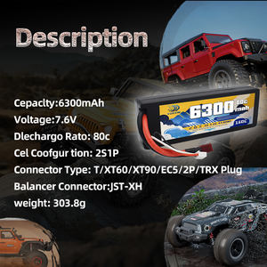VSVAW 2S 7,6 V 6300mAh Lipo batería 80C estuche rígido con enchufe EC5 para RC coche barco vehículo Rally camión tanque Truggy Buggy partes - Product Image 3