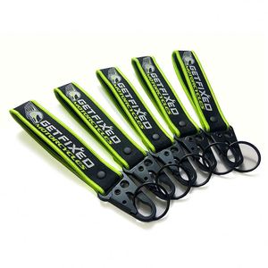 <b>Custom</b> Designs Black Plating Metal <b>Key</b> Ring Climbing Hook Woven Lanyard Ribbon Carabiner Wrist Keychain - Product Image 3