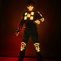 Costume de robot LED lumineux pour scène de rave, en polyester imprimé, avec lumières clignotantes, pour spectacle de danse