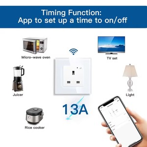 Zigbee tek İngiltere akıllı soket çift akıllı duvar prizleri üçlü elektrik çıkışları Tuya akıllı yaşam Alexa kontrol 13A - Product Image 6