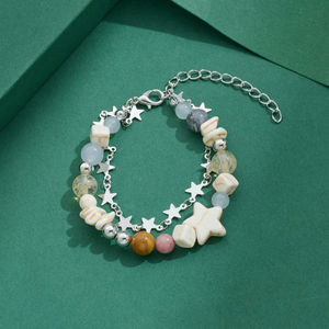 Pulsera de Perlas con Estrella de Cristal Harajuku Y2K, Pulsera de Doble Capa con Cuentas, Estilo Vintage, para Mujer, Regalo de Joyería - Product Image 1