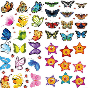 Pegatinas de pared de mariposas de dibujos animados, 16x21 Cm, pegatinas impermeables de PVC para decoración del hogar, para dormitorio, sala de estar - Product Image 1