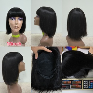 Letsfly $23 <b>Bob</b> <b>Wigs</b> with Bang 10inch-18inch Natural Black Brazilian Remy Human Hair <b>Wigs</b> Full Machine Made <b>Wigs</b> for Women - Product Image 2