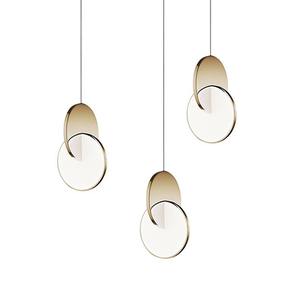 Luminaire suspendu LED minimaliste nordique moderne avec cadre en fer doré et fixation au plafond par câble, décoration intérieure pour salon - Product Image 6