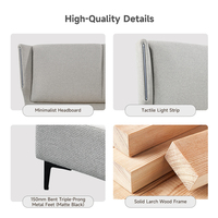 Cadre de lit double moderne luxueux capitonné confortable avec tête de lit au design minimaliste Ensembles de chambre à coucher