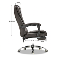 Fauteuil de bureau exécutif à dossier haut en cuir PU marron, pivotant et inclinable, avec repose-pieds