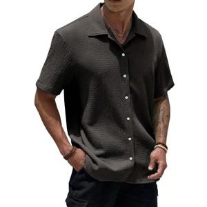Chemise boutonnée unie pour homme, nouvelle collection été, confortable, respirante, coupe décontractée, vente en gros - Product Image 4