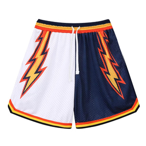 Pantalones cortos de baloncesto en blanco personalizados de alta calidad Bsci verano bordado Logo ropa de baloncesto pantalones cortos de baloncesto de malla de moda para hombre - Product Image 6