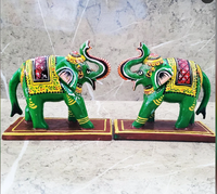 Ensemble de 3 éléphants en bois, style Art déco, motifs animaliers, artisanat, objets décoratifs de table, décoration intérieure indienne