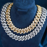 Chaîne cubaine lourde bijoux 3 rangées 15mm 20mm chaîne en argent Sterling 925 collier Hip Hop VVS Moissanite chaîne à maillons cubains