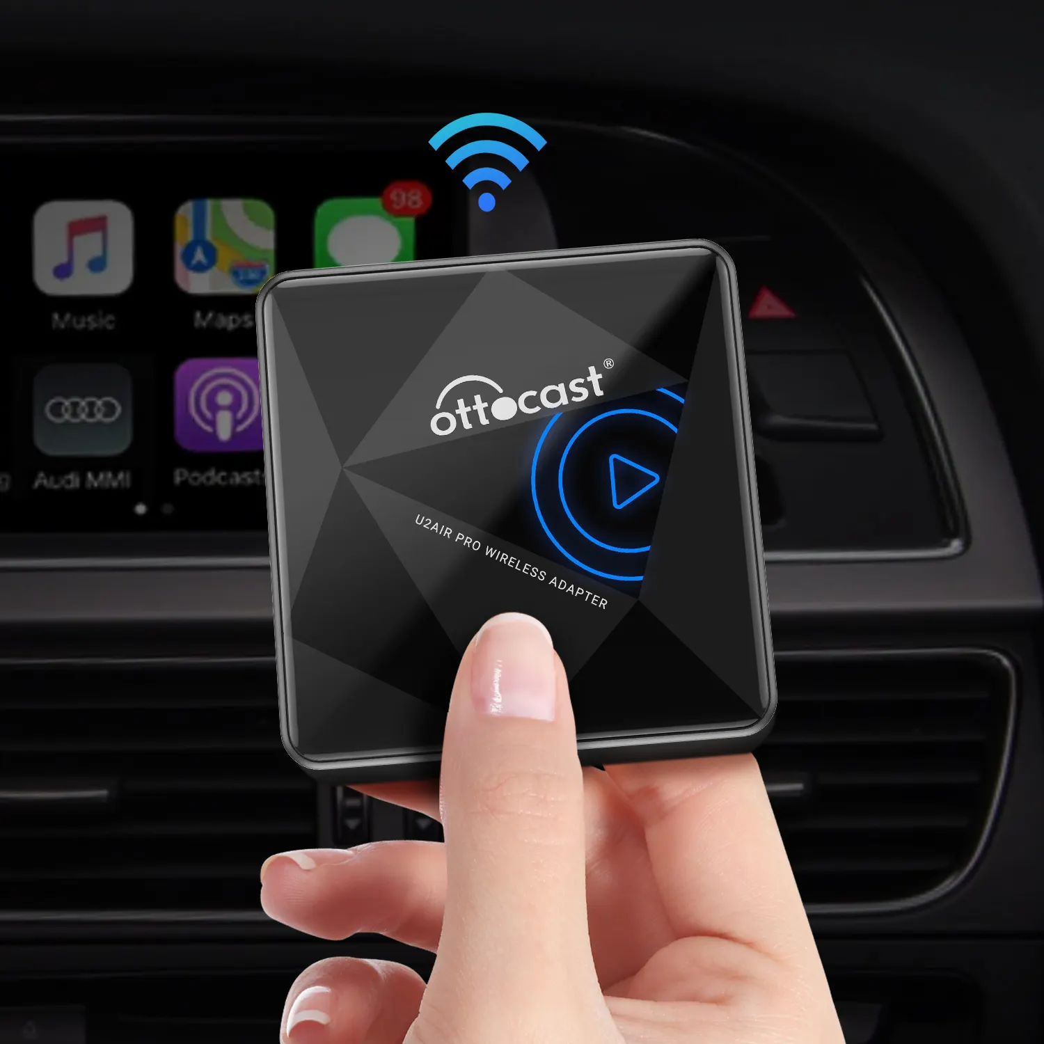 Boîte de rangement Android sans fil pour voiture Adaptateur Carplay Smart Box pour voiture universelle Boîte de streaming GPS sans fil Mini Carplay Dongle