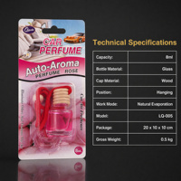 Diffuseur d'arômes pour voiture en verre de 8 ml avec bouchon en bois, cordon suspendu, 6 parfums, logo personnalisé, OEM, désodorisant pour voiture