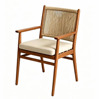 Ensemble de tables et chaises de restaurant en bois, chaises en rotin tressé, table en bois massif, meubles pour café, boulangerie, salon de thé