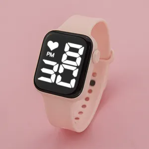 Hot Product Kids Goedkope Sport Mooie Touch Wrist Digitale Led Meisje Jongen Vierkante Spiegel Gezicht Led Touch Siliconen