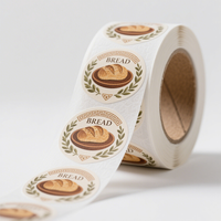 Étiquettes d'emballage en rouleau en papier lin texturé de qualité supérieure avec bordure estampée or pour boulangeries artisanales et emballages de pain