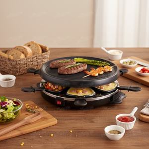 Parrilla Eléctrica Multifuncional para Raclette para 6 Personas, Parrilla Redonda Antiadherente para Fiestas en Interiores con Mini Moldes para Queso - Product Image 6