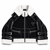 Veste en jean épaisse et délavée DiZNEW pour homme, avec détails multiples et fermetures éclair, doublure en sherpa, logo personnalisé, fabrication en usine