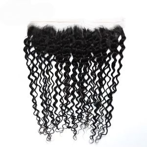 Cheveux indiens vierges naturels 13x4 dentelle frontale fermeture toupet avec 110% de densité 38mm style de vague profonde - Product Image 3