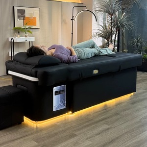 เก้าอี้แชมพูไฟฟ้าออกแบบตามหลักสรีรศาสตร์เก้าอี้ร้านทำจากหนังสีดำสำหรับร้านเสริมสวยเชิงพาณิชย์เลือกสีและวัสดุได้ตามต้องการ - Product Image 4