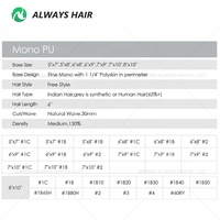 Prothèse capillaire pour hommes, base mono PU, cheveux humains indiens, densité 130%, faite à la main, nœuds durables, style libre, 9 tailles, 5x7-9x11, système capillaire
