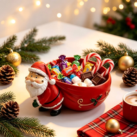 Plateau de rangement Père Noël en résine pour table basse de salon, bol à fruits et noix, décoration d'ambiance de Noël