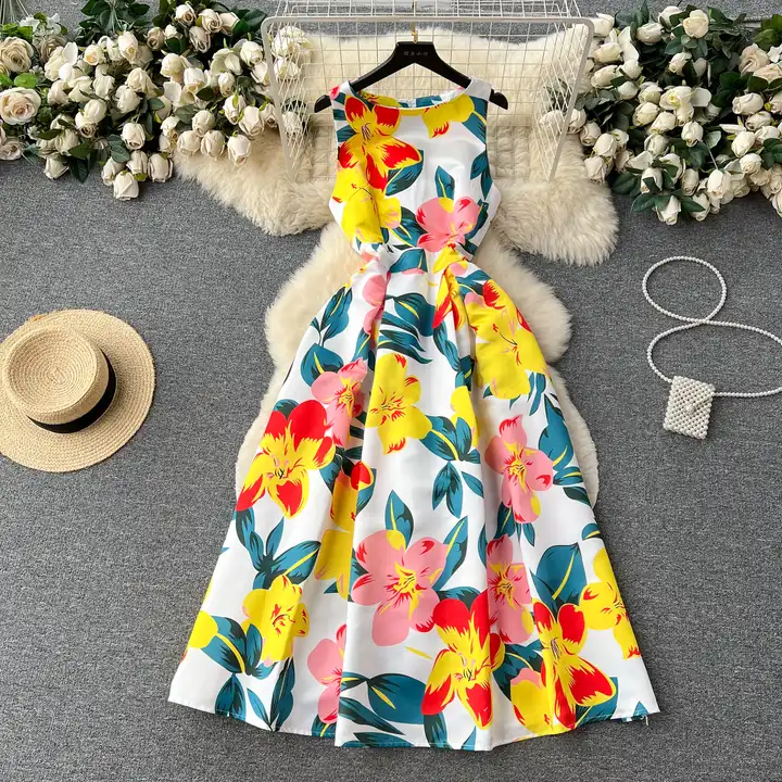 Summer O-Neck Sleeveless Print Casual Dress