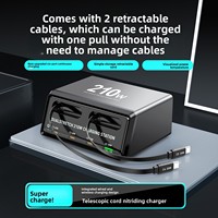 Nouveau chargeur GaN à charge rapide avec câble télescopique pour tablette, ordinateur, téléphone portable, station de charge rapide de bureau