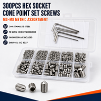 300 vis sans tête à six pans creux en acier inoxydable 304, filetage fin, norme ANSI, tête conique DIN914, vis de réglage