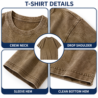 T-shirt unisexe en coton lavé respirant à manches courtes, coupe décontractée, couleur unie, grande taille, idéal pour l'été, marque privée