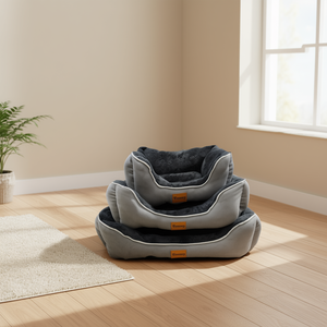 Cuccia per Animali Yommy in Tessuto con Pelliccia Artica Grigia, Taglie S M L, Base Impermeabile Antiscivolo per Gabbia per Cani - Product Image 1