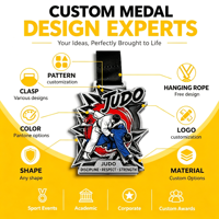 Médaille de sport personnalisée en métal plaqué or, imprimée UV, avec logo 2D pour la compétition de BJJ Jiu Jitsu Kimono