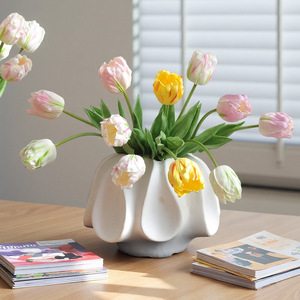 High Quality PU Parrot Tulip Artificial Flower Realistic Tulip Stem for Home Wedding Decoration Floral Centerpiece - Product Image 1