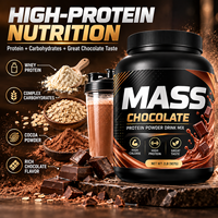 Bubuk Protein Penambah Berat Badan Cokelat Label Pribadi OEM untuk Dewasa 2lb 907g, Mendukung Massa Otot dan Energi, Bersertifikasi ISO HACCP