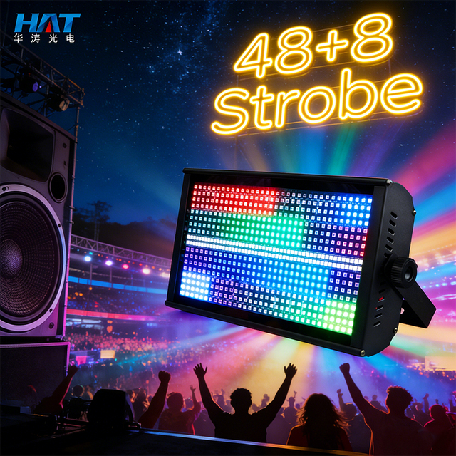 HAT 48+8 Stage RGB LED Atomic Strobe Light with DMX512 Control High-Power Performance for DJ Stage Lighting