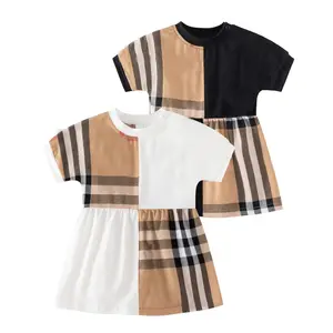 Nouvelle arrivée vêtements pour bébés robe pour filles tenue décontractée mignonne pour bébés et enfants robe d'été à carreaux en coton biologique robes de cérémonie